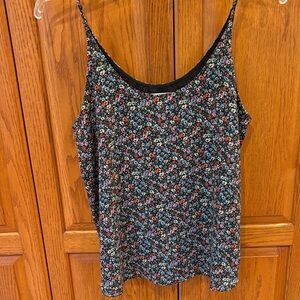 LOFT Black Floral Print Top-Size L